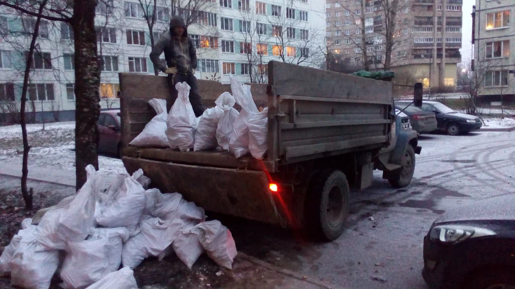 Вывоз мусора в мешках в Великом Устюге в октябре